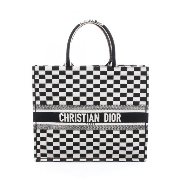 Christian Dior Dior BOOK TOTE Large Tote Bag Canvas Women's Black/White - Picture 1 of 8